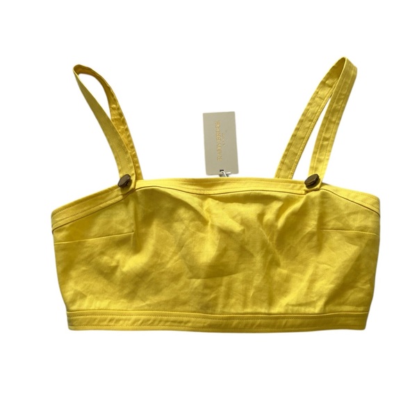 NWT Ramy Brook Women’s size 6 Emme linen blend Crop top in Sun kissed yellow - Picture 2 of 7